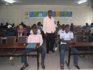 The project coordinator  with trainees on Logistics/supply chain and transportation management at the Limbe Business College.