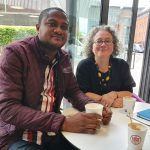 IYEC meeting with Dr Julia at Manchester Metropolitan University United Kingdom, for Collaboration on research project in the area of sustainable development between the UK and Cameroon.