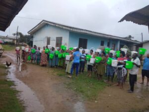 IYEC in Partnership with UNFPA sensitising, education women on Gender Base Violence and distributing Dignity kits to Internally displaced Women in Hard to reach Communities in Mundemba Ndian division South west region.