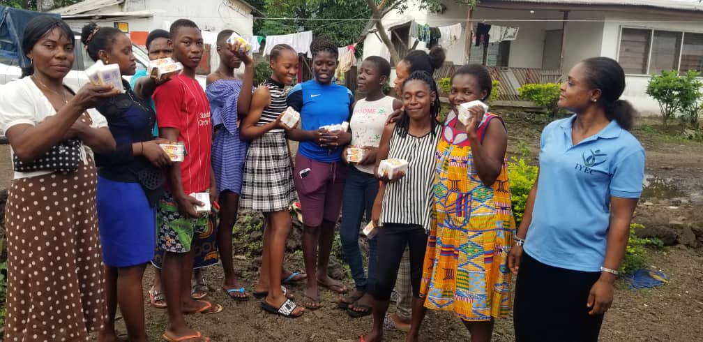 IYEC distributing antiseptic soap to youths to fight against Covid 19