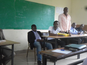 The project coordinator giving remarks on the problems and challenges of trainees in a meeting with the Regional Delegate of Employment and Vocational training