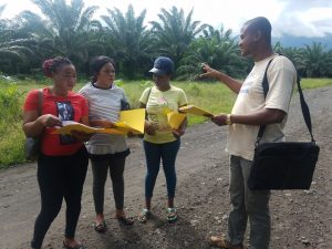 The Director of IYEC with other staff for a field work at the west coast of Limbe (Idenau). Assigning staff to the different communities for the PBF health care project to carry monitoring and evaluation of hospital and health centre’s in the Limbe health area.